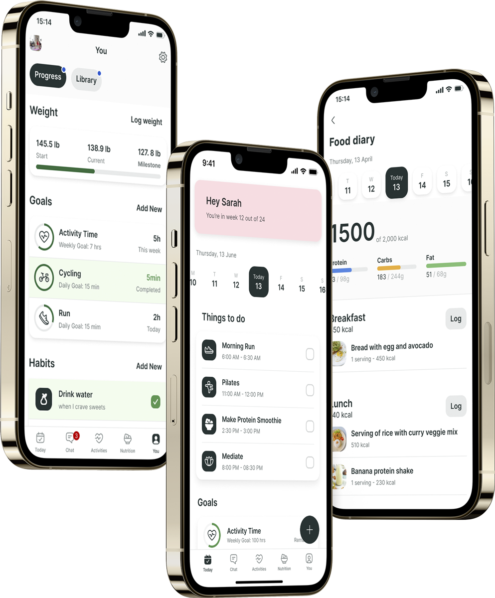 A mockup of the coaching app showcasing the features.